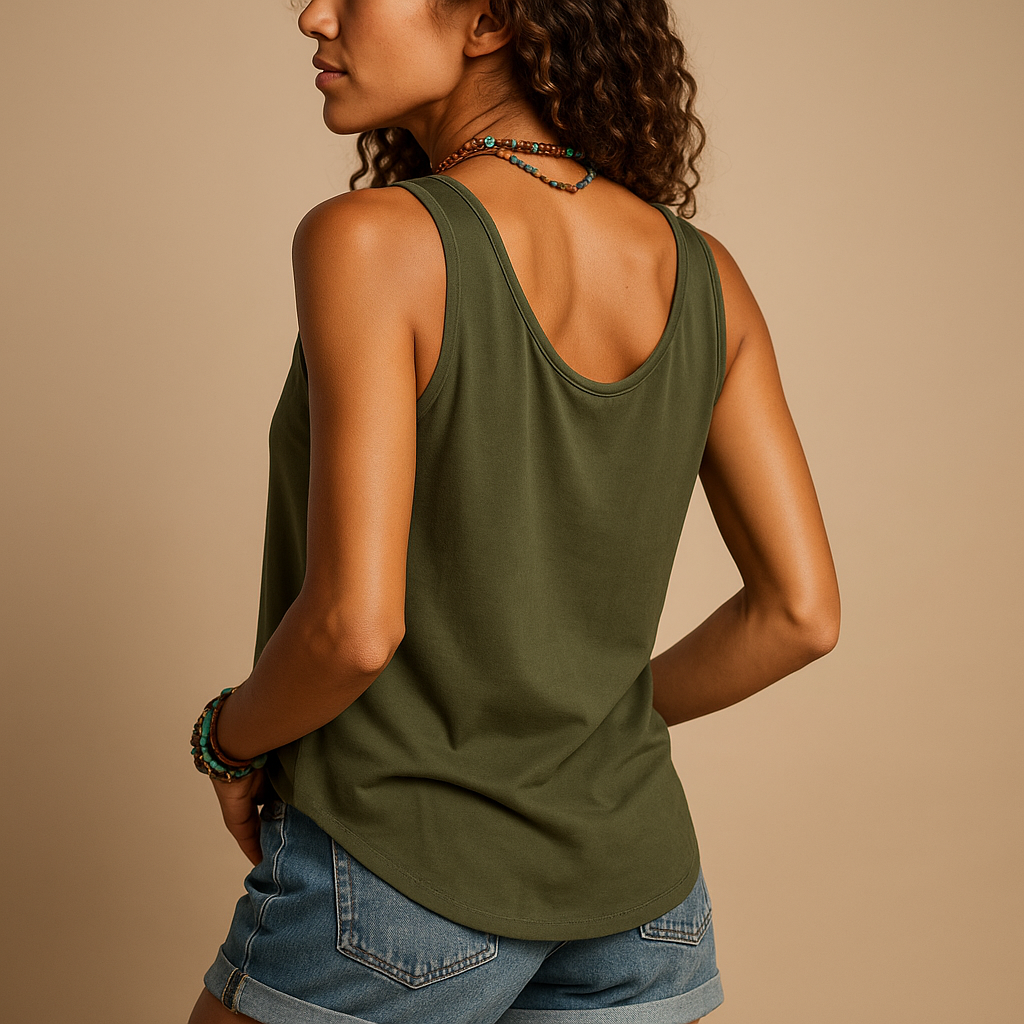 Women’s sleeveless V-neck top in multiple colors, lightweight and casual, perfect for warm summer days and versatile outfits.
