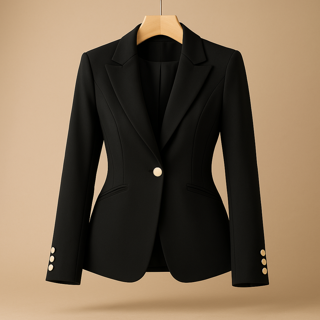 Slim fit blazer for women with classic lapel, lightweight design and elegant silhouette, perfect for casual outfits and year-round wear.