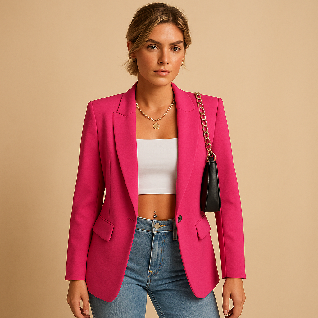 Tailored elegant blazer for women with a fitted silhouette and timeless design, ideal for work, formal gatherings and polished casual outfits.
