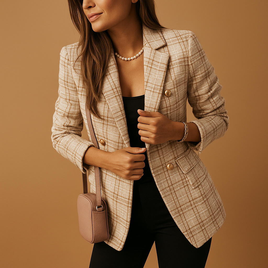Women’s tailored elegant blazer with refined fit and premium fabric blend, ideal for work, formal occasions and chic casual outfits.