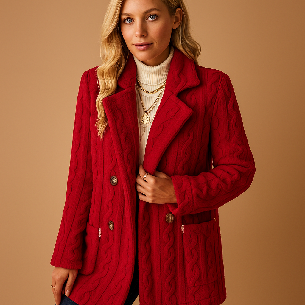 Tailored elegant winter coat for women with a flattering fit and structured design, perfect for cold days or formal occasions.