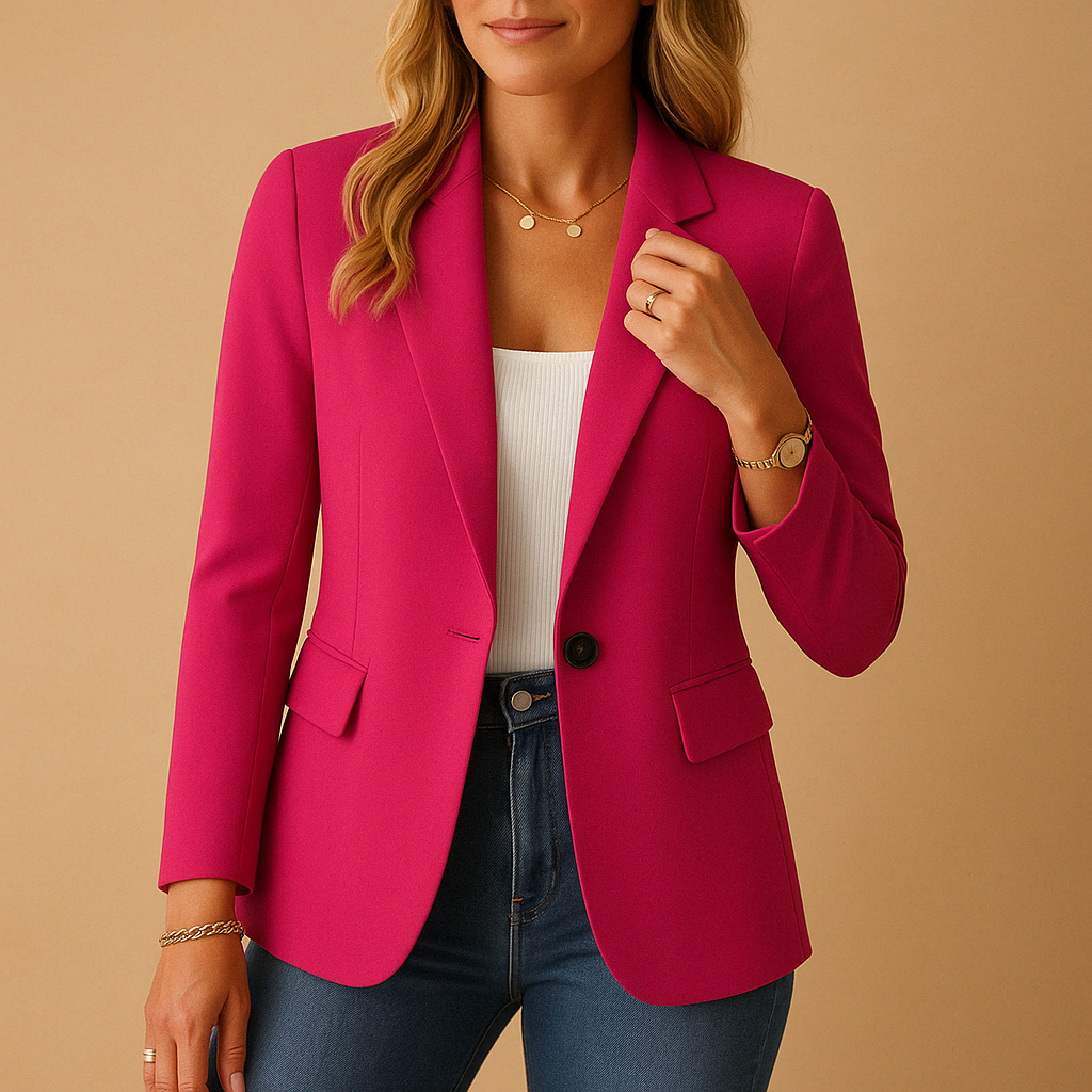 Tailored stretch blazer for women with a fitted silhouette and classic design, perfect for work, formal moments and casual everyday outfits.