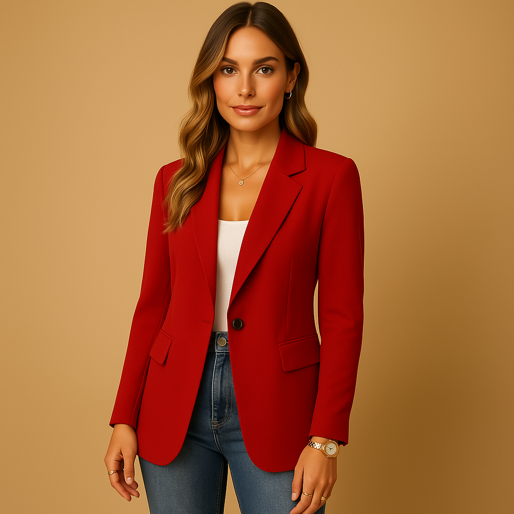 Tailored stretch blazer for women with a fitted silhouette and classic design, perfect for work, formal moments and casual everyday outfits.