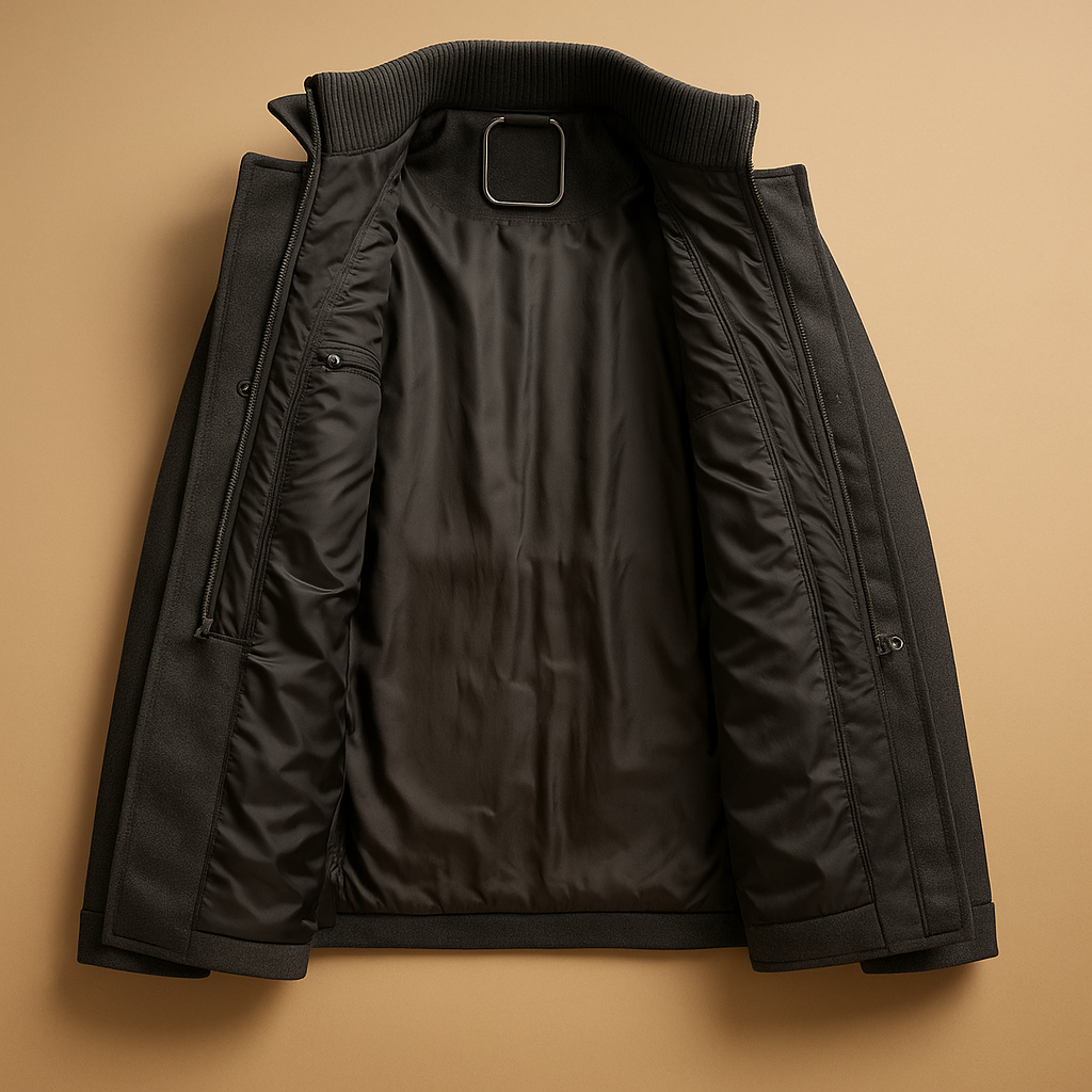 Men’s tailored winter coat with slim fit and two-piece design, perfect for work, evenings out, and formal occasions.