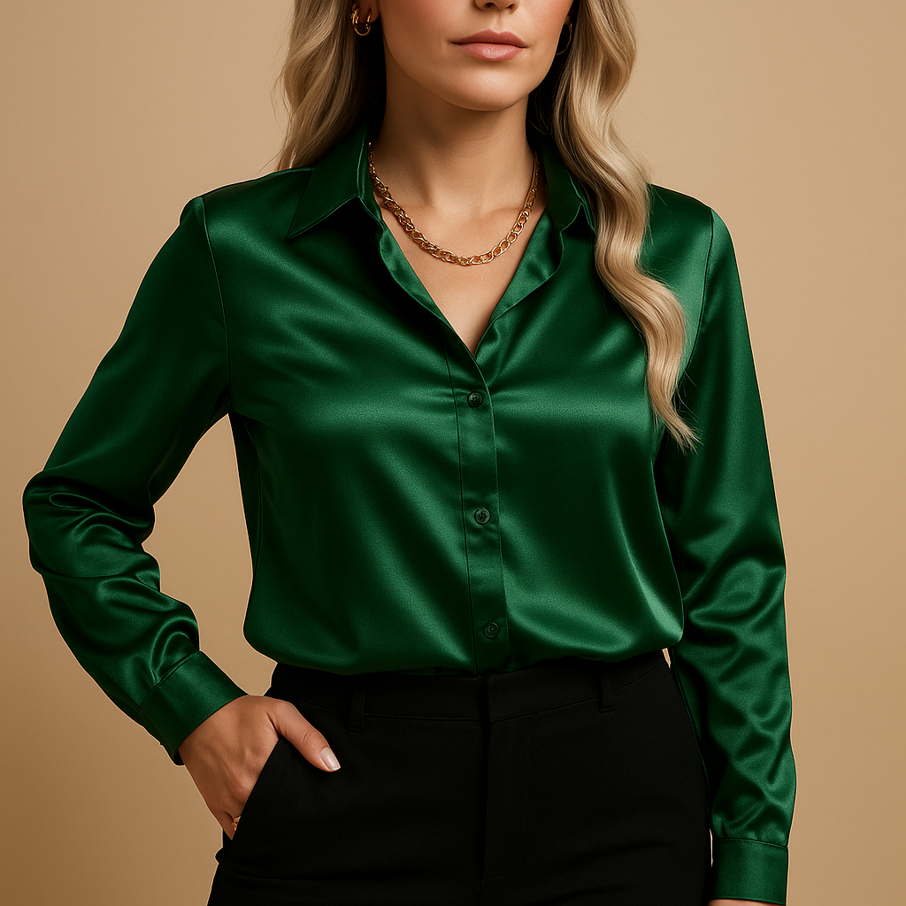 Timeless lightweight blouse for women with a classic collar and relaxed tailored fit, perfect for work or casual everyday wear.