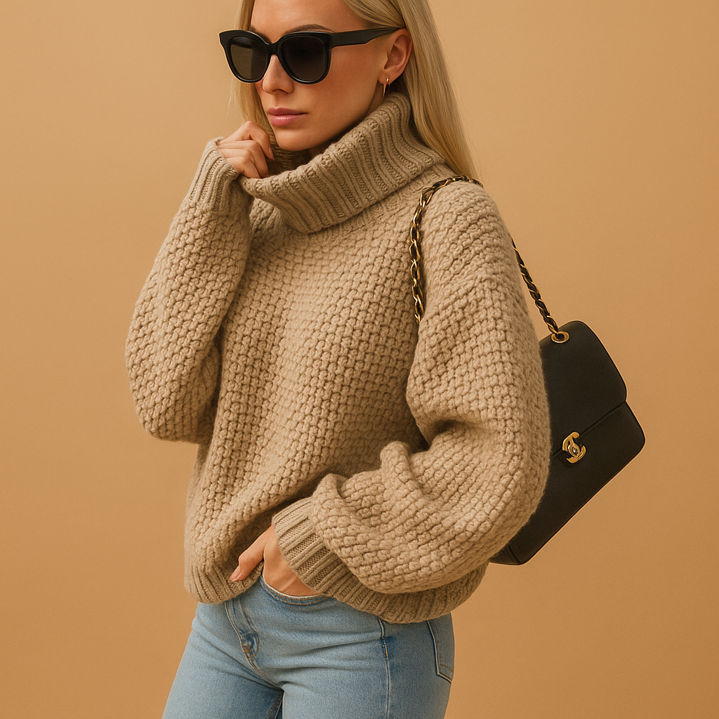 Women’s timeless oversized sweater with classic neckline, breathable fabric, and modern seasonal colors, perfect for casual or dressed-up outfits.