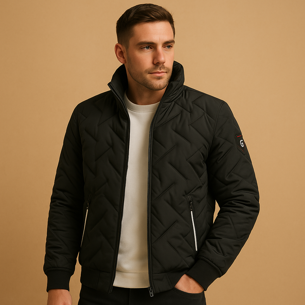 Men’s puffer jacket with a classic quilted design, warm and wind-protective for daily winter wear.