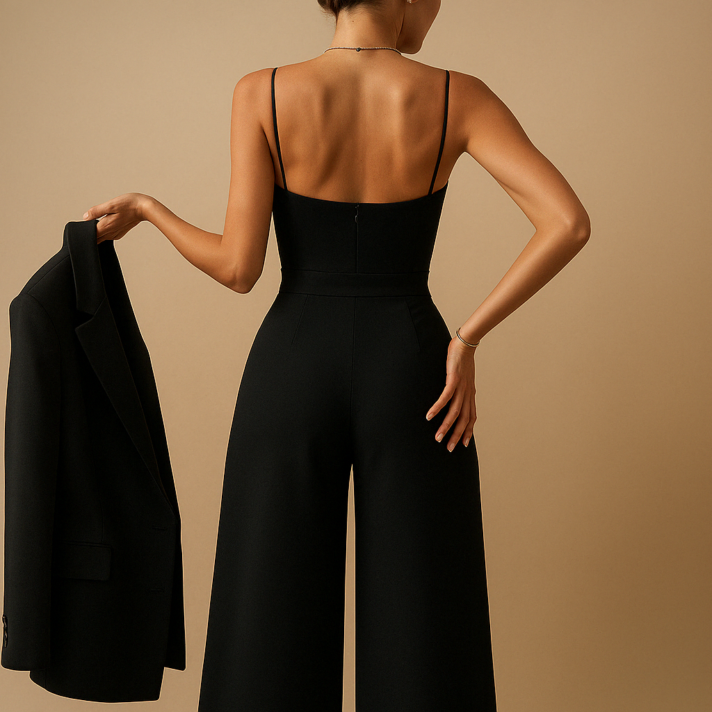 Trendy summer jumpsuit for women with adjustable straps and flattering fit, perfect for summer parties, day outings, and evenings out.