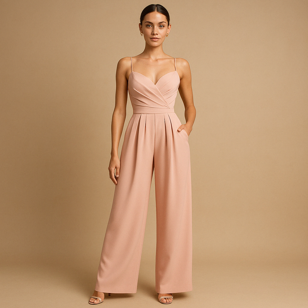 Trendy summer jumpsuit for women with adjustable straps and flattering fit, perfect for summer parties, day outings, and evenings out.