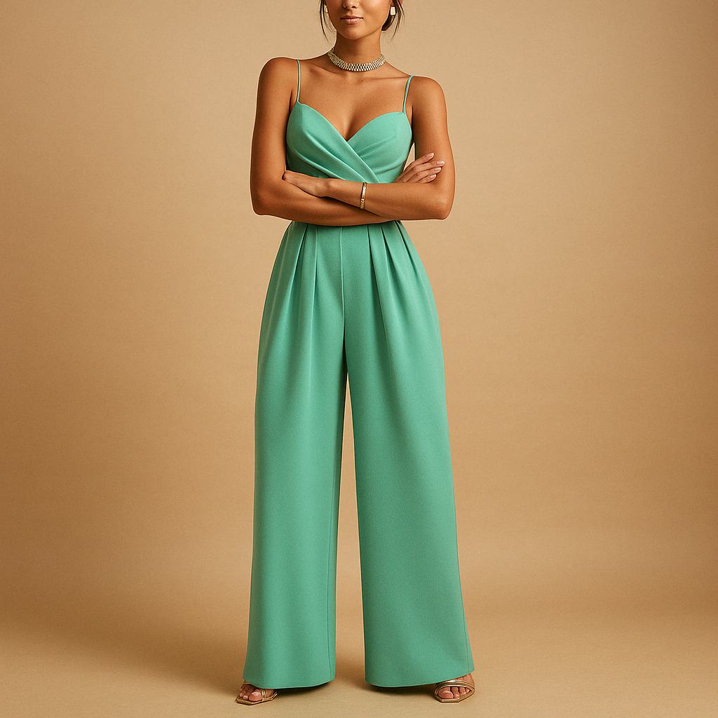 Trendy summer jumpsuit for women with adjustable straps and flattering fit, perfect for summer parties, day outings, and evenings out.