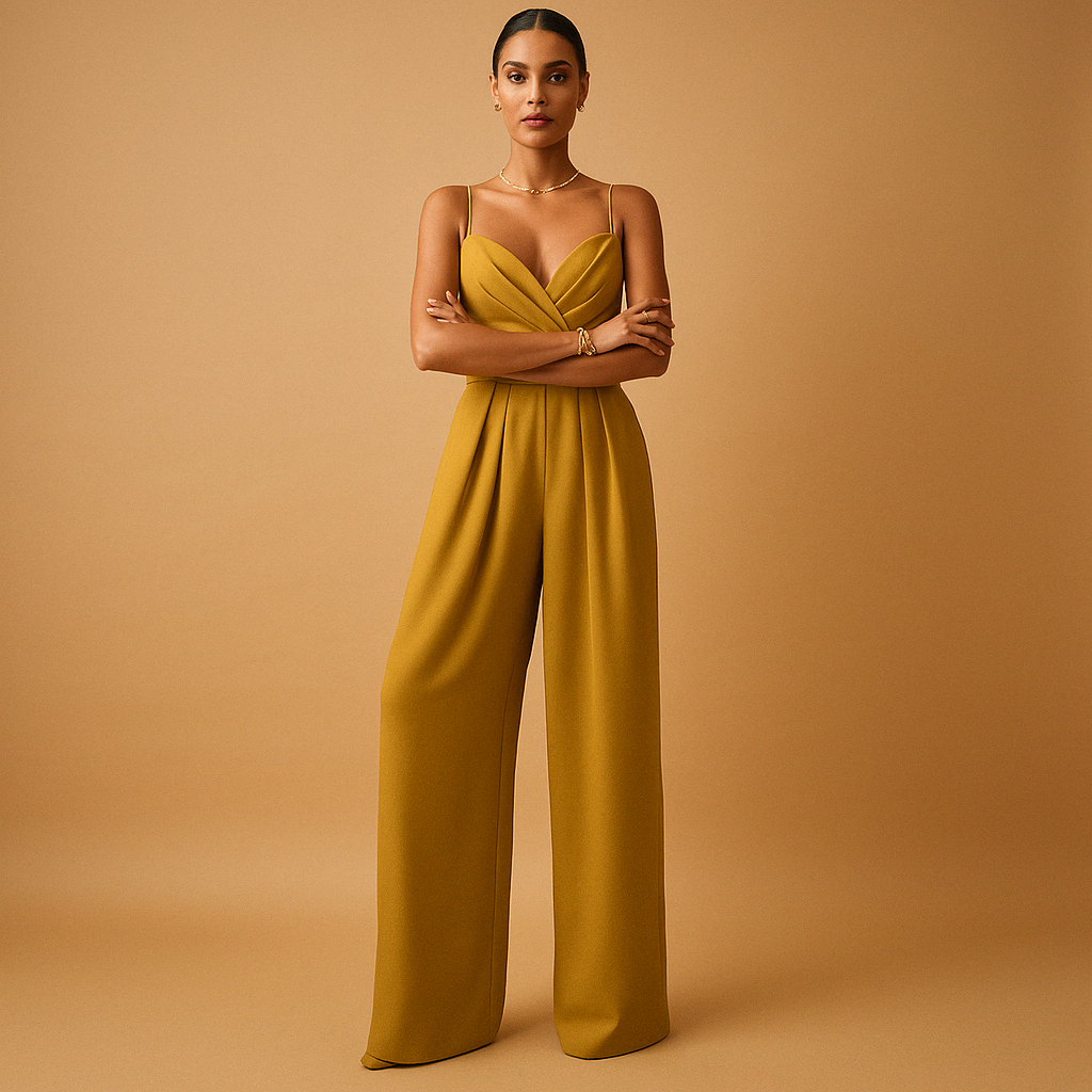 Trendy summer jumpsuit for women with adjustable straps and flattering fit, perfect for summer parties, day outings, and evenings out.