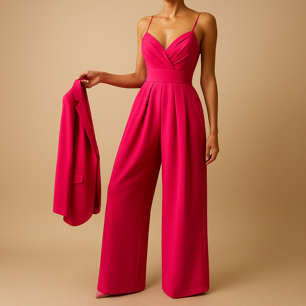 Trendy summer jumpsuit for women with adjustable straps and flattering fit, perfect for summer parties, day outings, and evenings out.