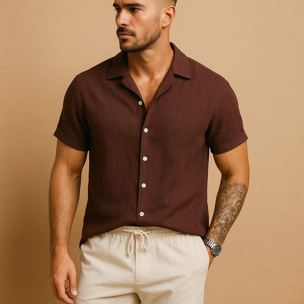 Two-piece summer outfit set for men in breathable fabric, ideal for casual outings, holidays, or semi-formal summer occasions.