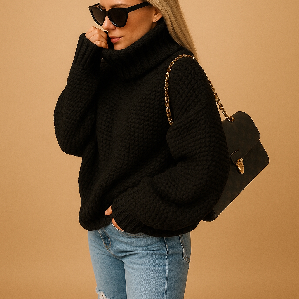 Women’s warm knitted pullover sweater with relaxed fit, thick breathable knit, and long sleeves, perfect for winter layering and versatile outfits.