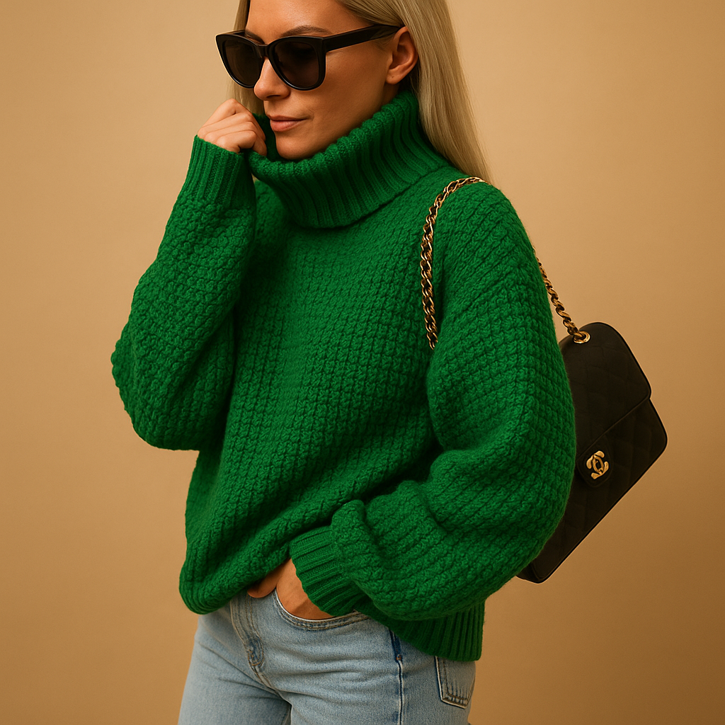 Women’s warm knitted pullover sweater with relaxed fit, thick breathable knit, and long sleeves, perfect for winter layering and versatile outfits.