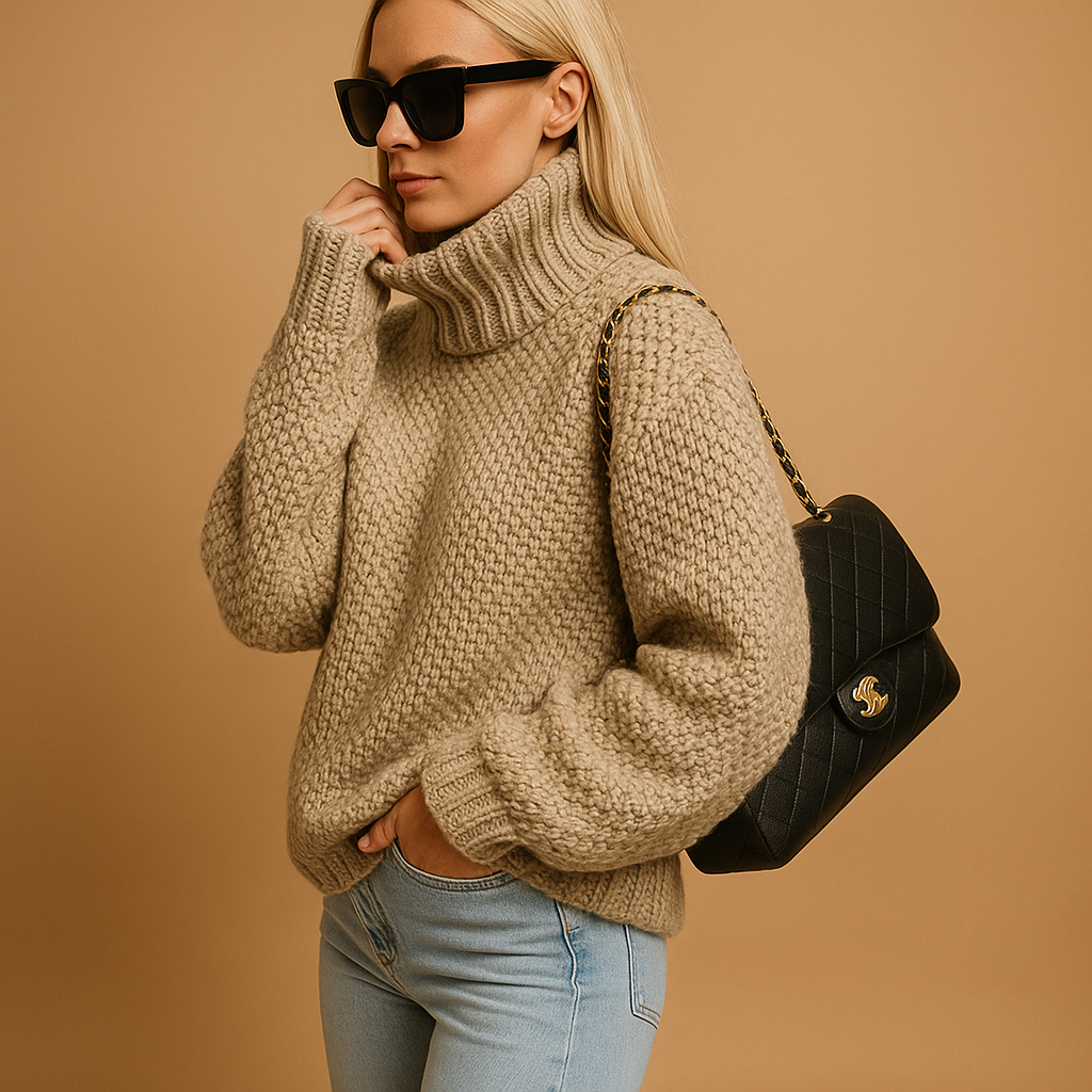 Women’s warm knitted pullover sweater with relaxed fit, thick breathable knit, and long sleeves, perfect for winter layering and versatile outfits.