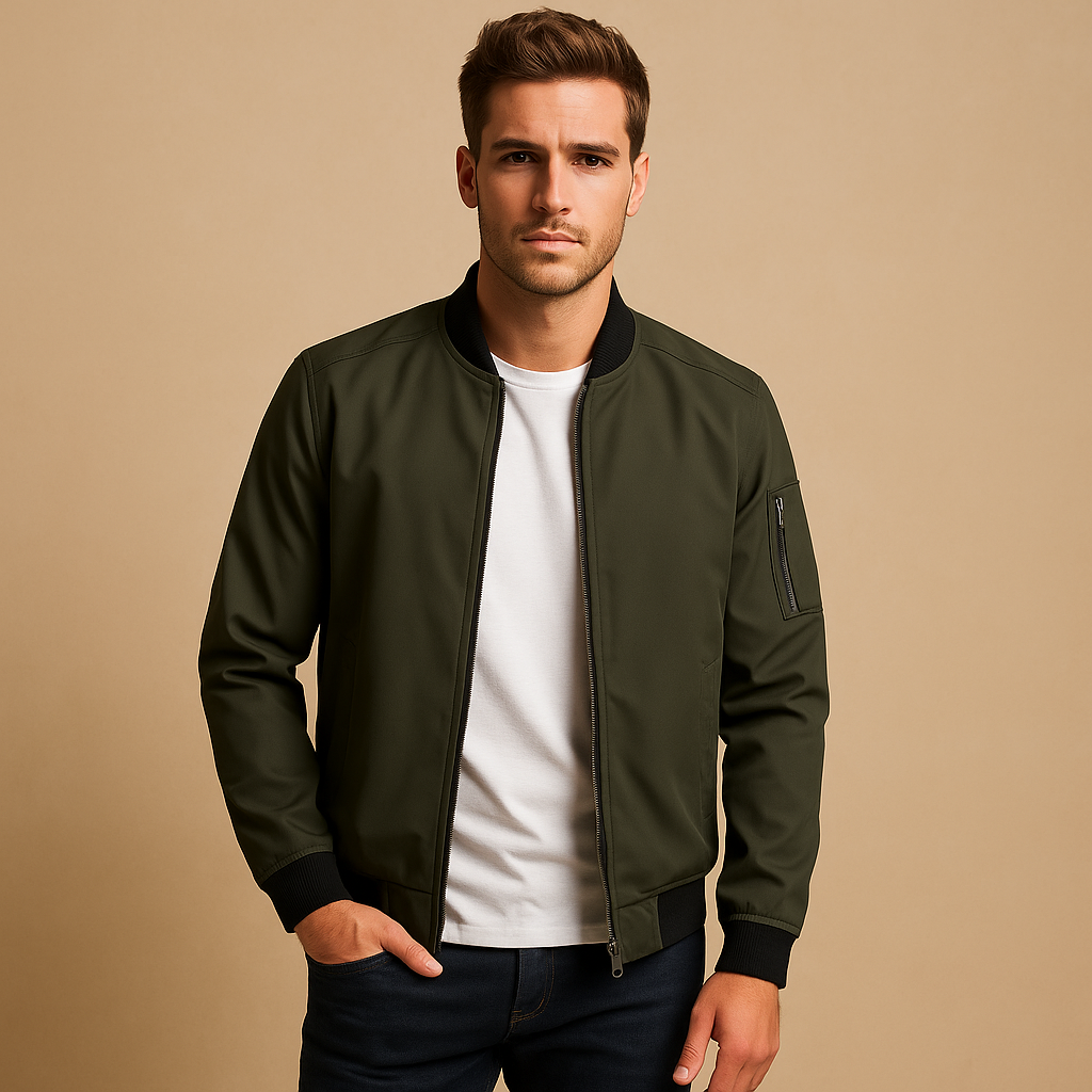 Men’s water-repellent summer jacket with modern fit, perfect for casual walks and formal occasions in warm weather.