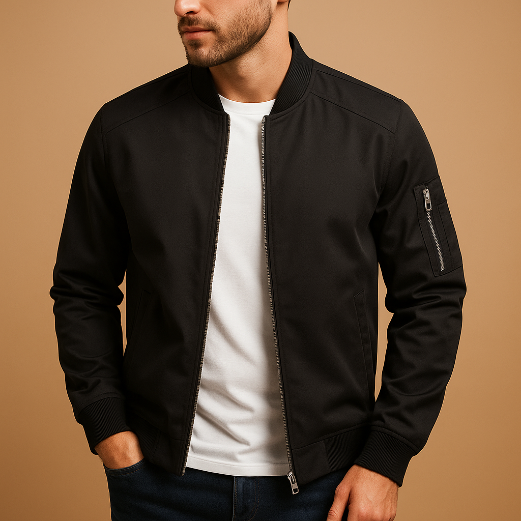 Men’s water-repellent summer jacket with modern fit, perfect for casual walks and formal occasions in warm weather.