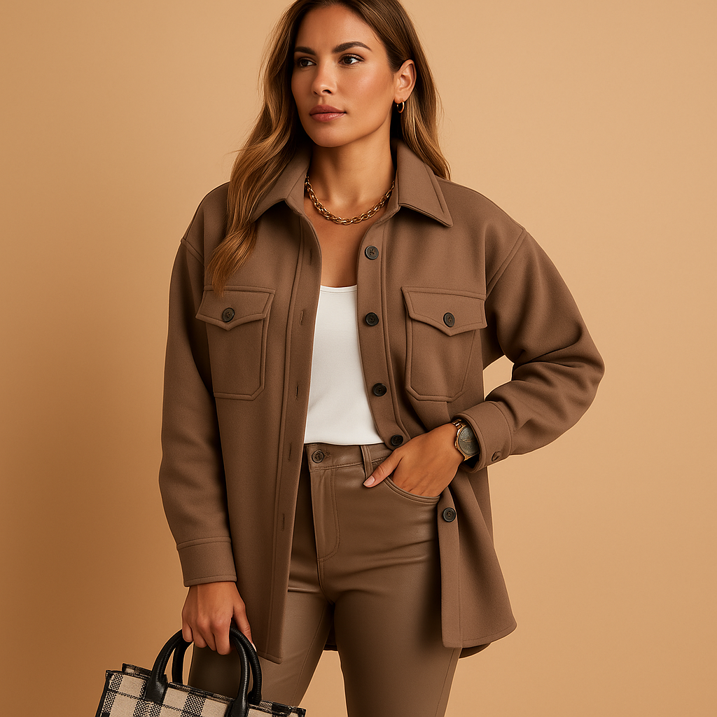 Women’s waterproof windproof jacket with button closure, folded collar, and practical pockets. Available in White, Beige, Brown, Khaki, Black, Dark Blue, Blue, and Yellow.