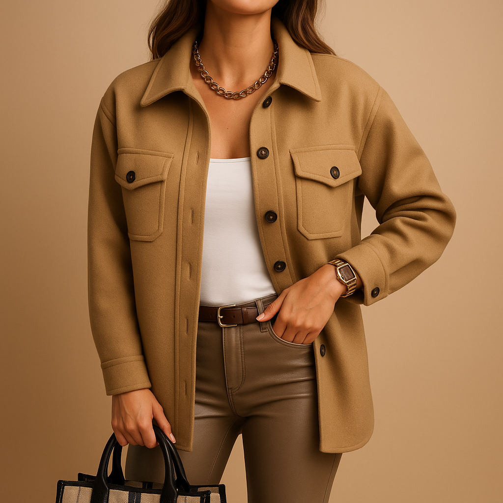 Women’s waterproof windproof jacket with button closure, folded collar, and practical pockets. Available in White, Beige, Brown, Khaki, Black, Dark Blue, Blue, and Yellow.