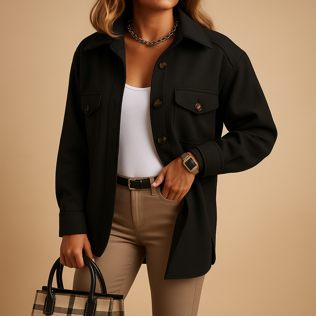 Women’s waterproof windproof jacket with button closure, folded collar, and practical pockets. Available in White, Beige, Brown, Khaki, Black, Dark Blue, Blue, and Yellow.
