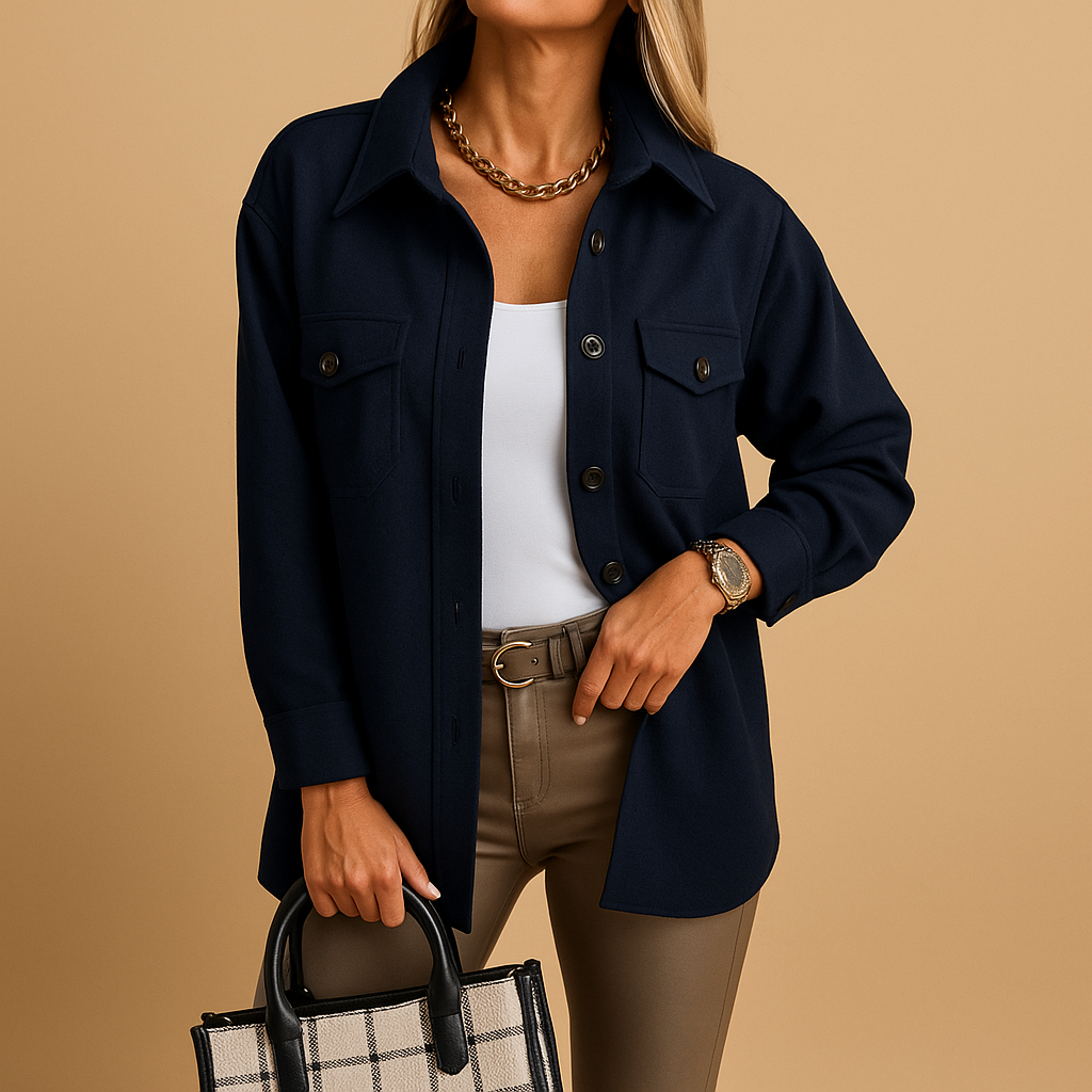 Women’s waterproof windproof jacket with button closure, folded collar, and practical pockets. Available in White, Beige, Brown, Khaki, Black, Dark Blue, Blue, and Yellow.