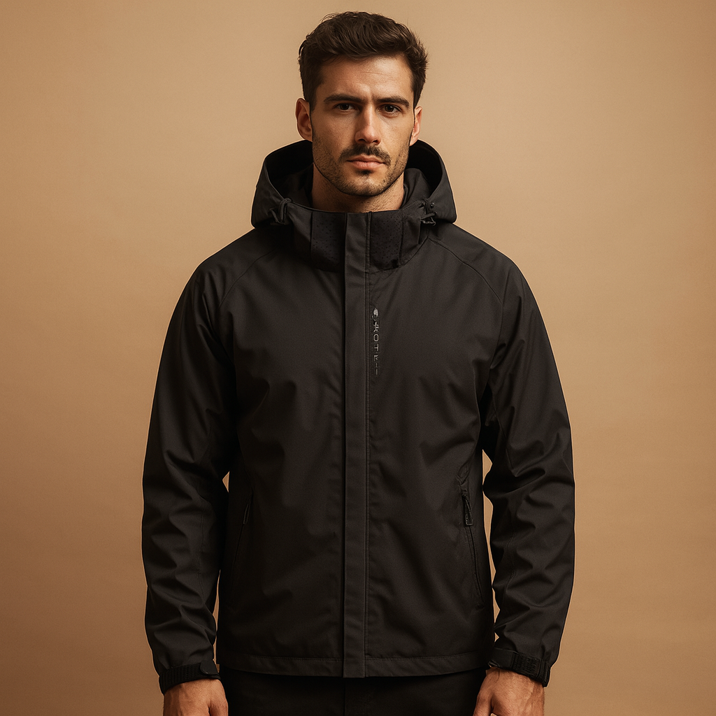 Men’s waterproof winter wind jacket with sleek design and light insulation, ideal for outdoor use and everyday comfort.