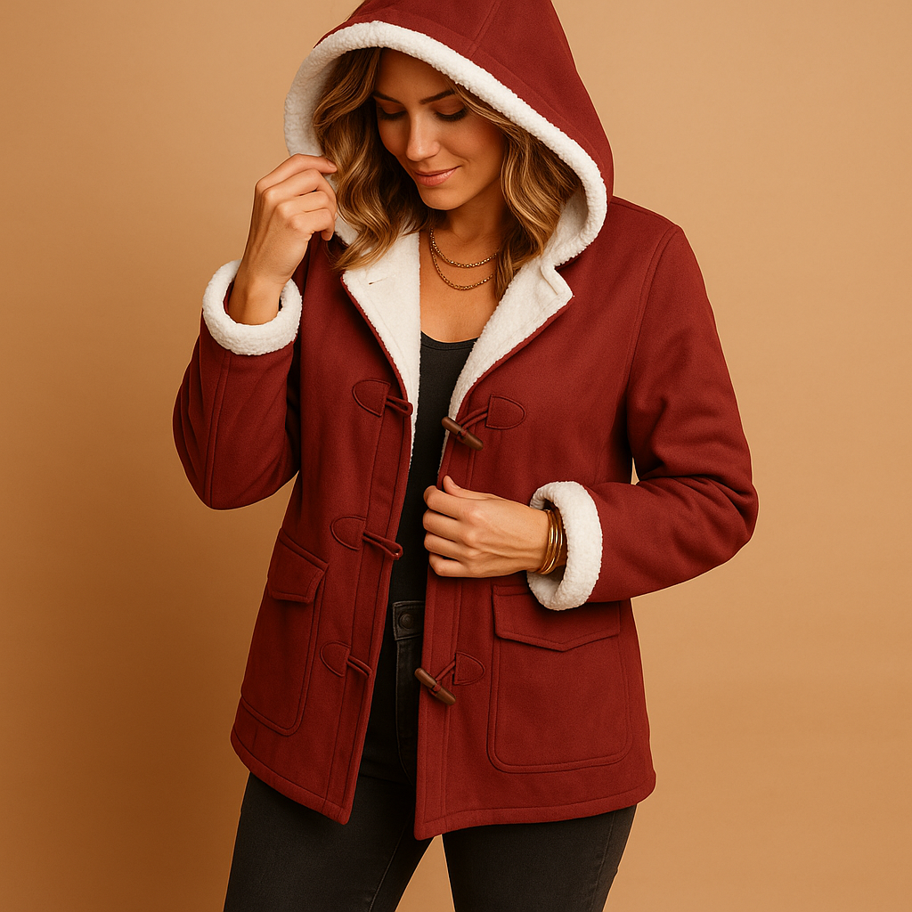 Winter coat for women with thick lining, adjustable hood, and water-resistant outer layer for stylish cold-weather protection.