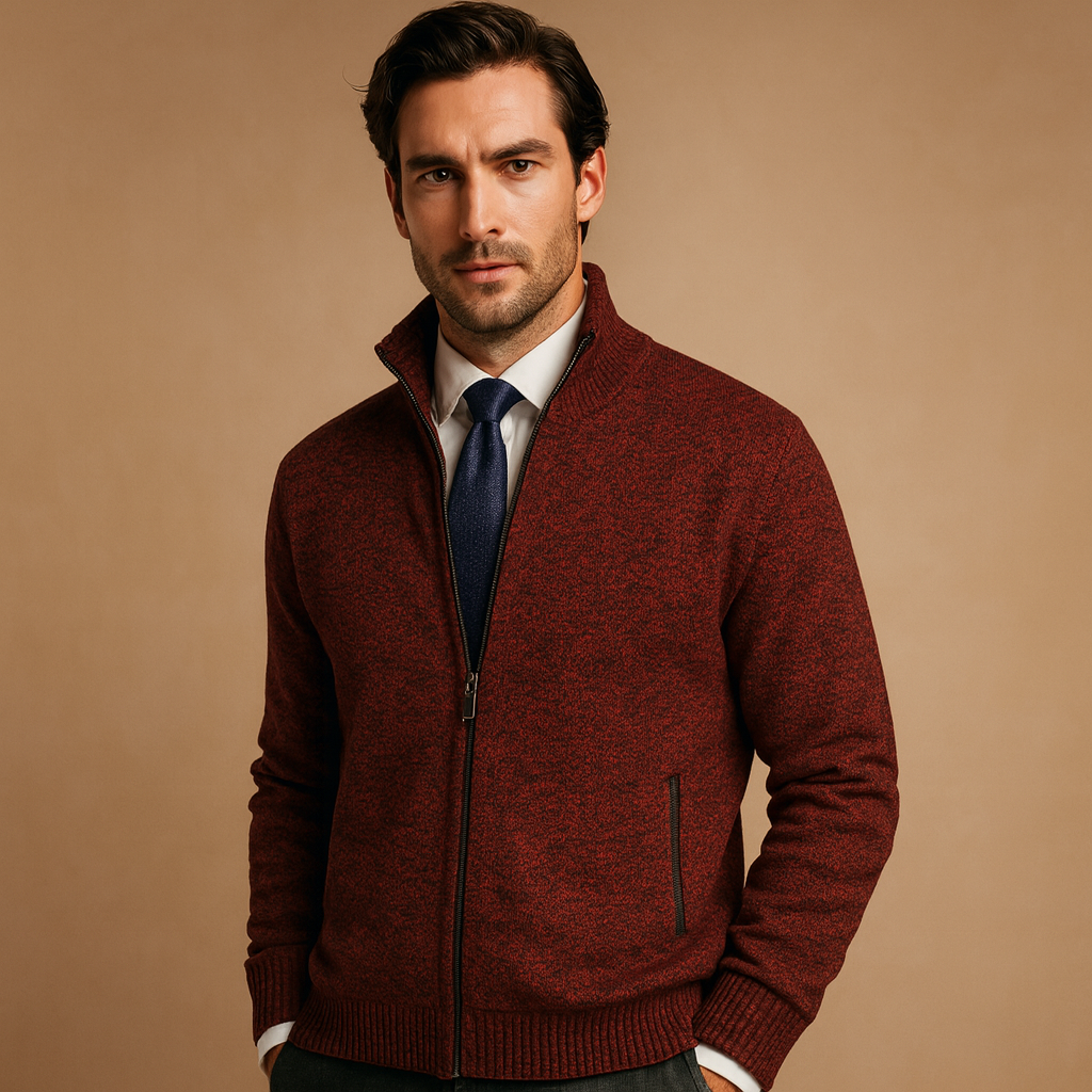 Men’s zipped cardigan in a modern design with warm, soft fabric. Perfect for casual, sporty, and everyday wear during autumn and winter.