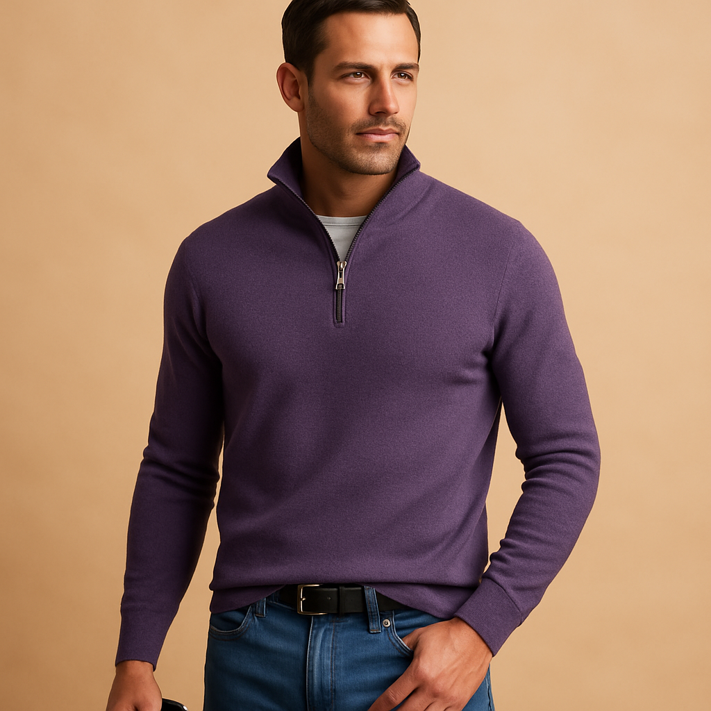 Men’s zipped cardigan with soft fabric and timeless design, perfect for autumn and winter daily wear, office looks, or casual weekends.