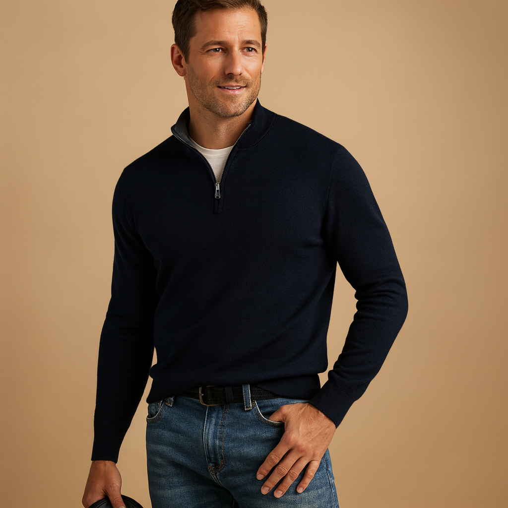 Men’s zipped cardigan with soft fabric and timeless design, perfect for autumn and winter daily wear, office looks, or casual weekends.