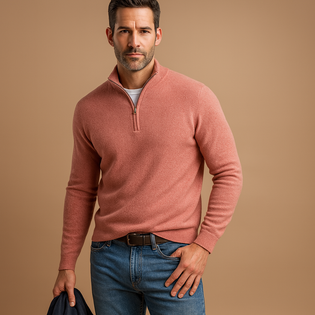 Men’s zipped cardigan with soft fabric and timeless design, perfect for autumn and winter daily wear, office looks, or casual weekends.