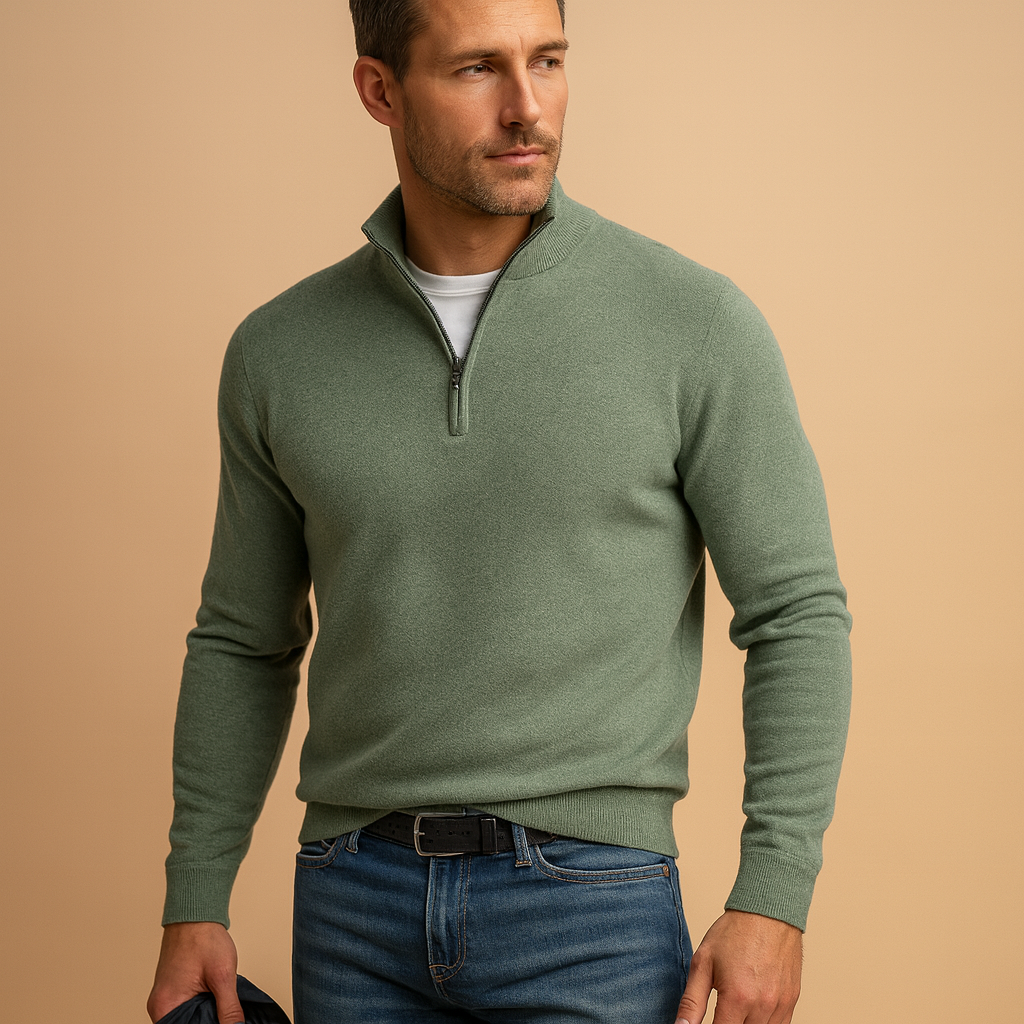 Men’s zipped cardigan with soft fabric and timeless design, perfect for autumn and winter daily wear, office looks, or casual weekends.