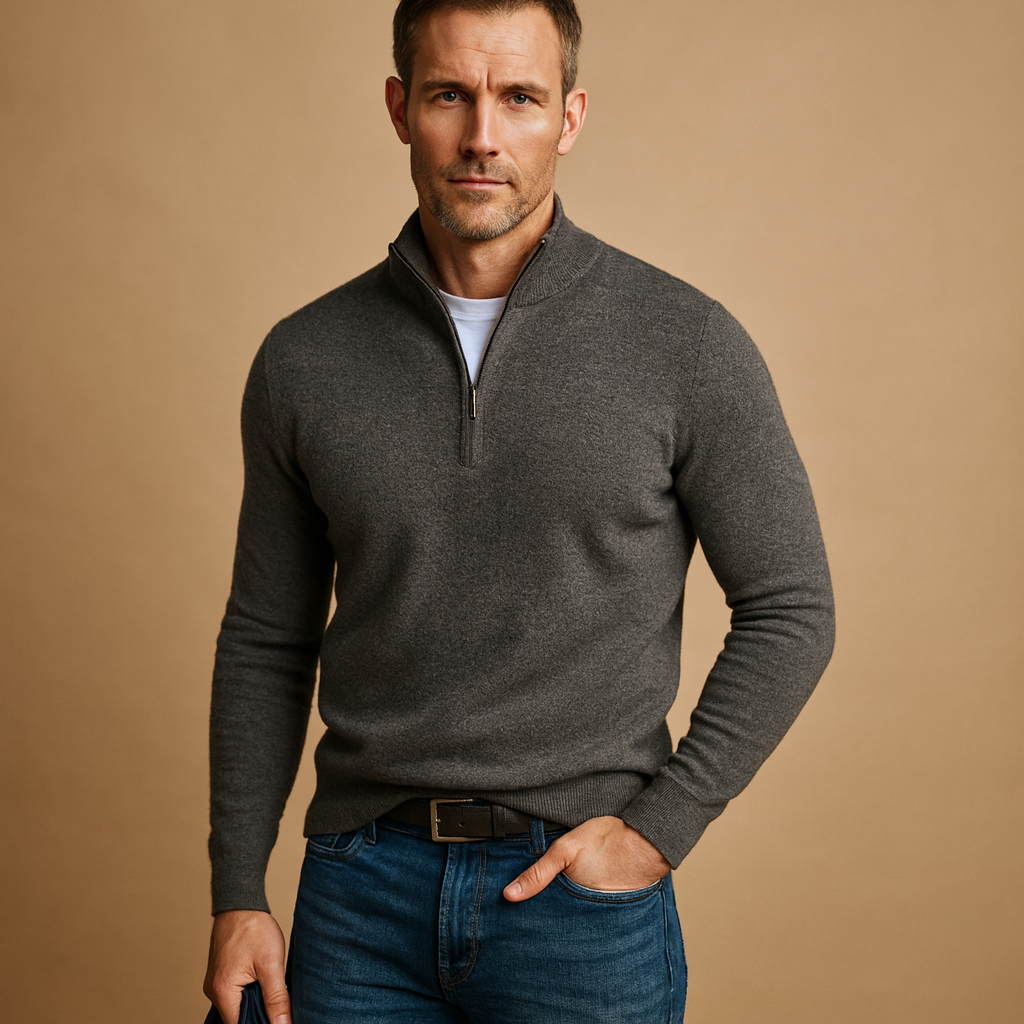 Men’s zipped cardigan with soft fabric and timeless design, perfect for autumn and winter daily wear, office looks, or casual weekends.
