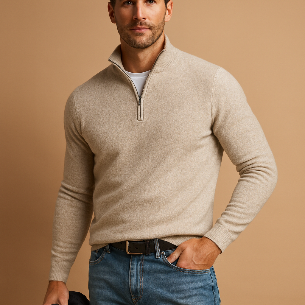 Men’s zipped cardigan with soft fabric and timeless design, perfect for autumn and winter daily wear, office looks, or casual weekends.