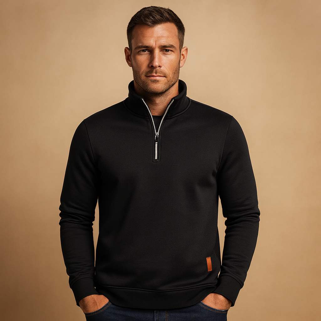 Men’s zipped sweater with modern design in multiple colors, perfect for casual or semi-formal outfits in spring, autumn, and winter.